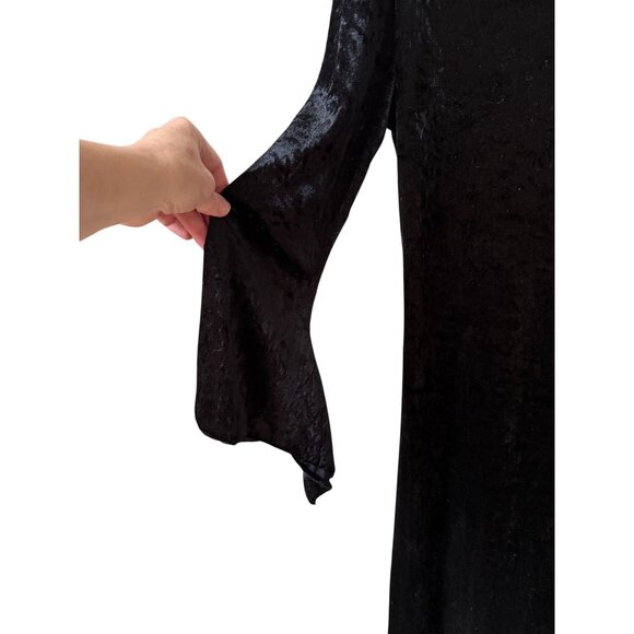 Amscan Womens Velvet Black Gothic Punk Cosplay Bell sleeves Dress Size L - Picture 2 of 3